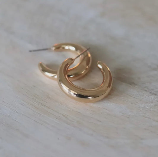 Gold Crescent Hoop Earring