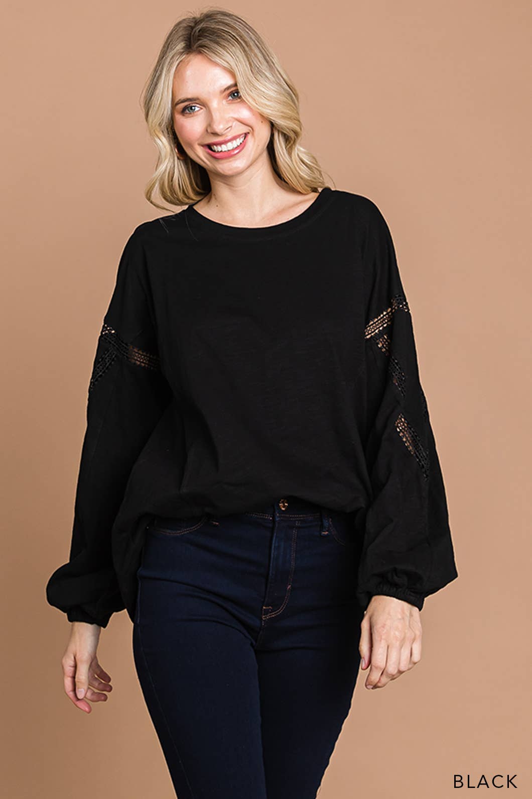 Lace cutout tunic top