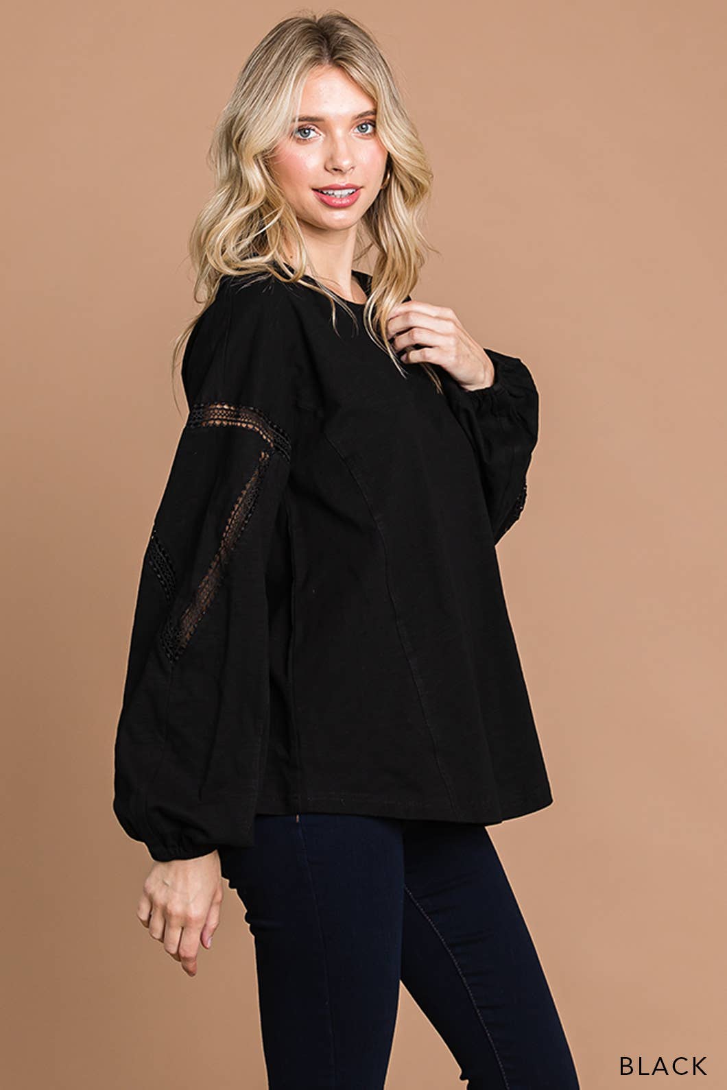 Lace cutout tunic top