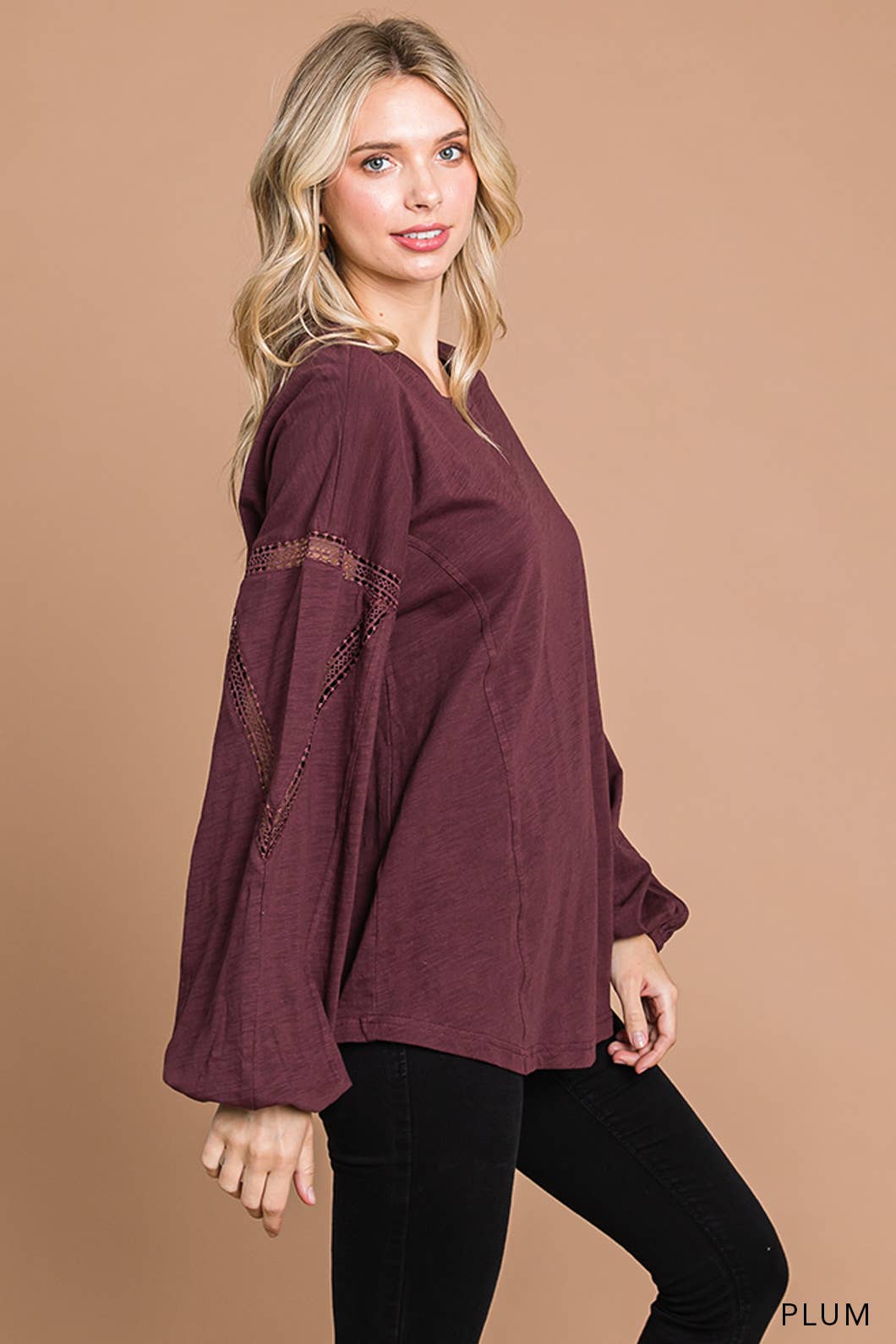 Lace cutout tunic top