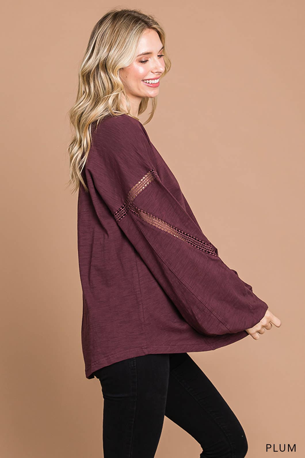 Lace cutout tunic top