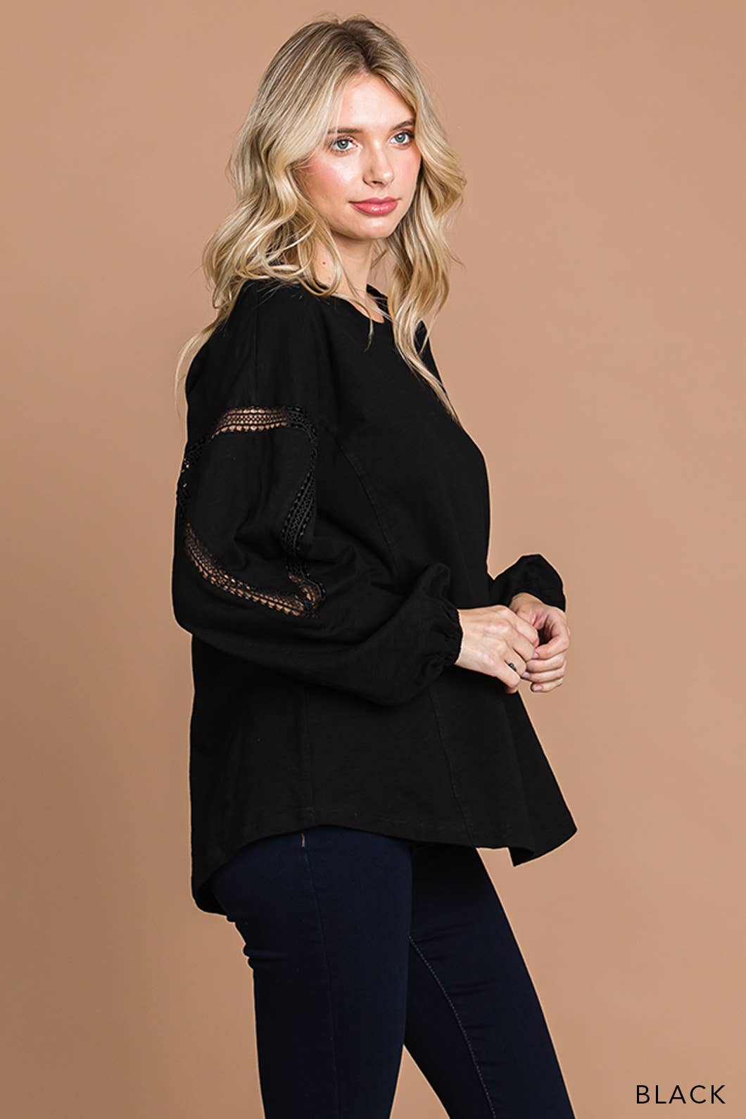 Lace cutout tunic top