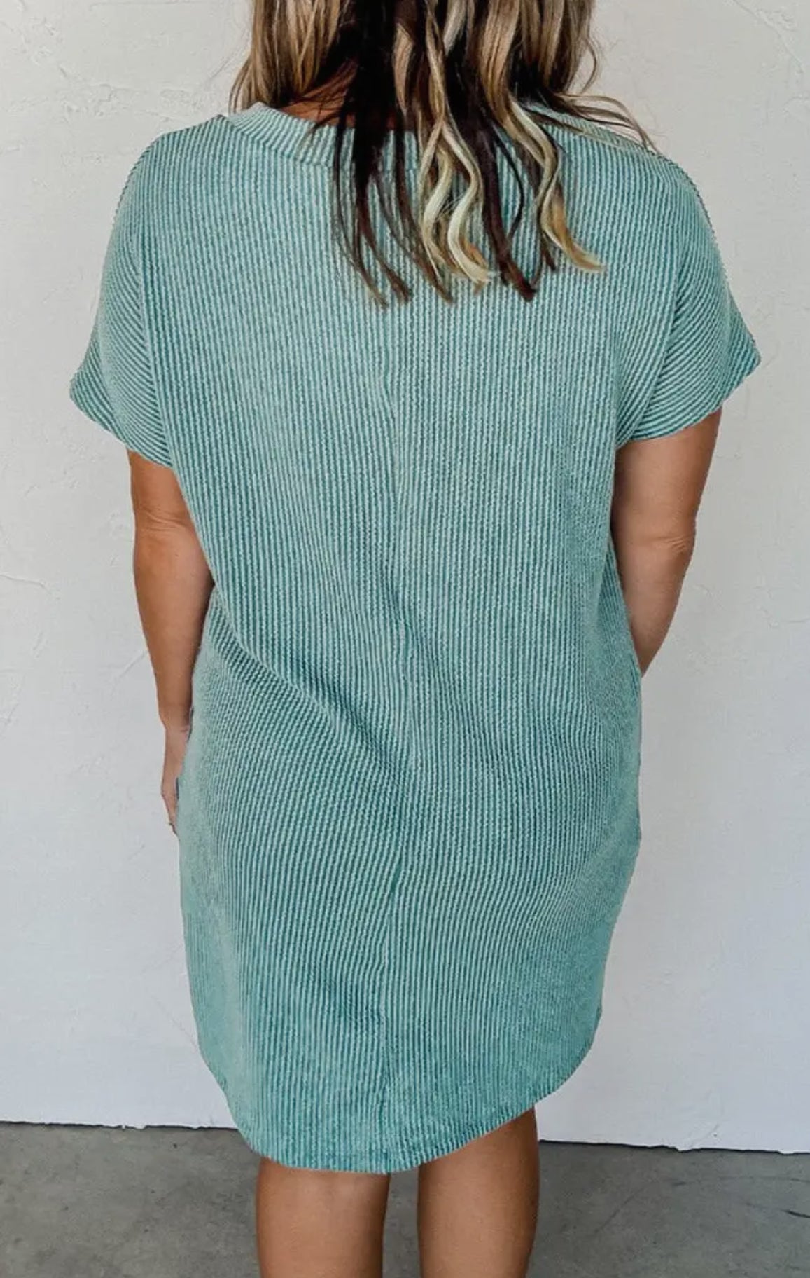 Ribbed Short Sleeve Dress