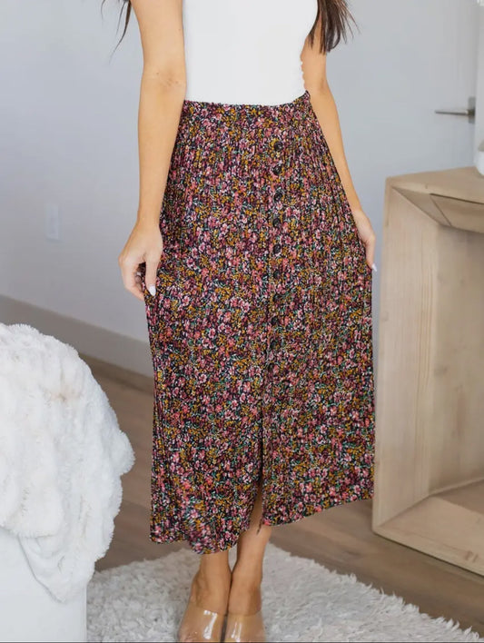 Floral Pleated Skirt