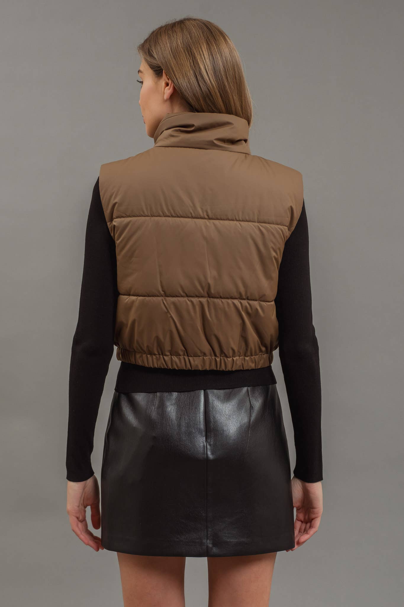 CROPPED ZIP UP PUFFER VEST