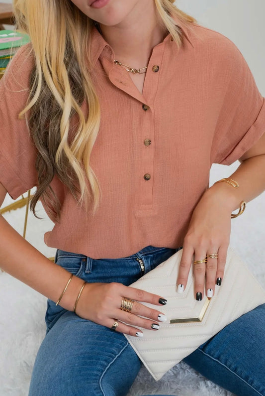 Clay Mid button down Woven top