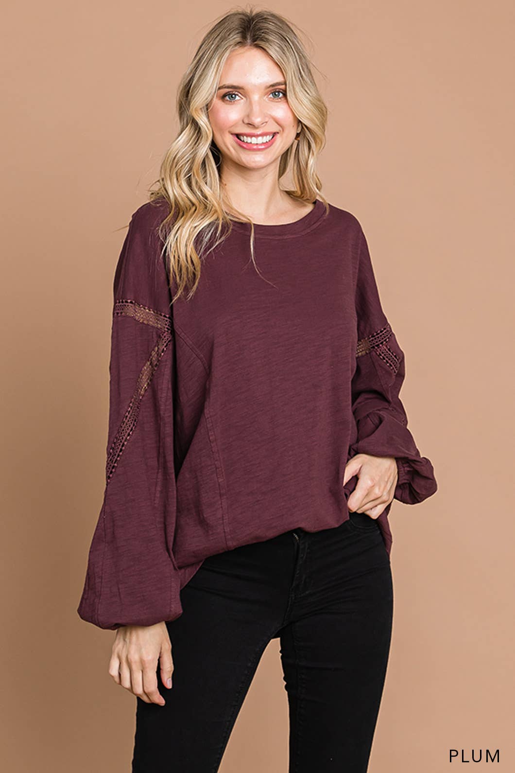 Lace cutout tunic top