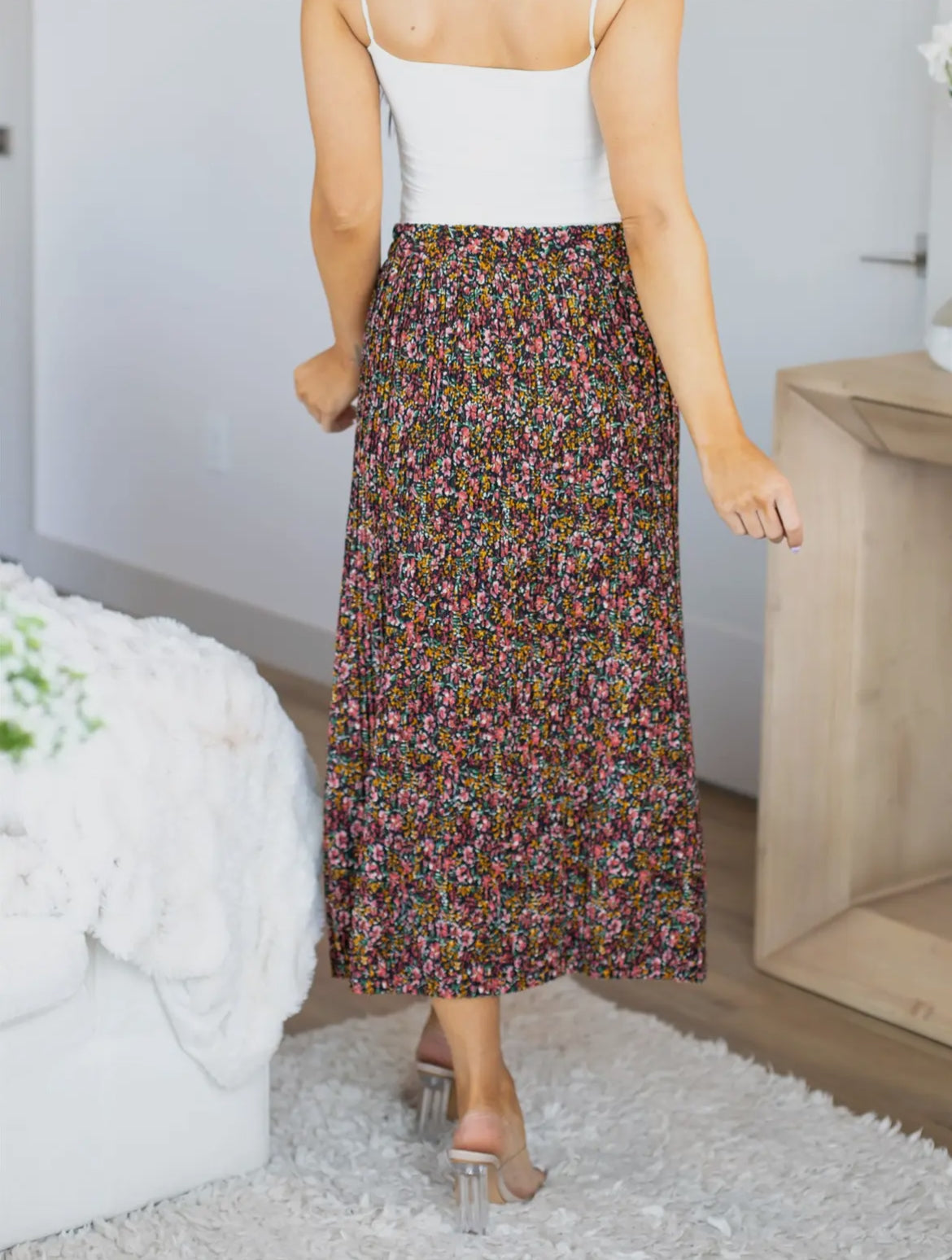 Floral Pleated Skirt