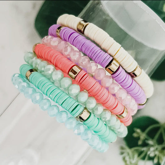 5 Piece Rubber Disc Stretch Bracelet