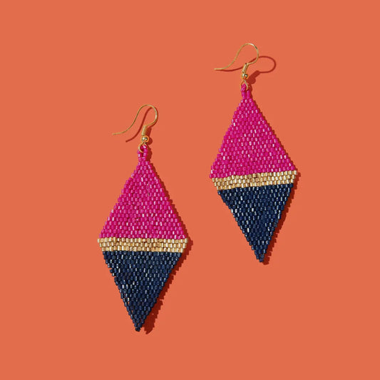 Diamond Beaded Color Block Earring