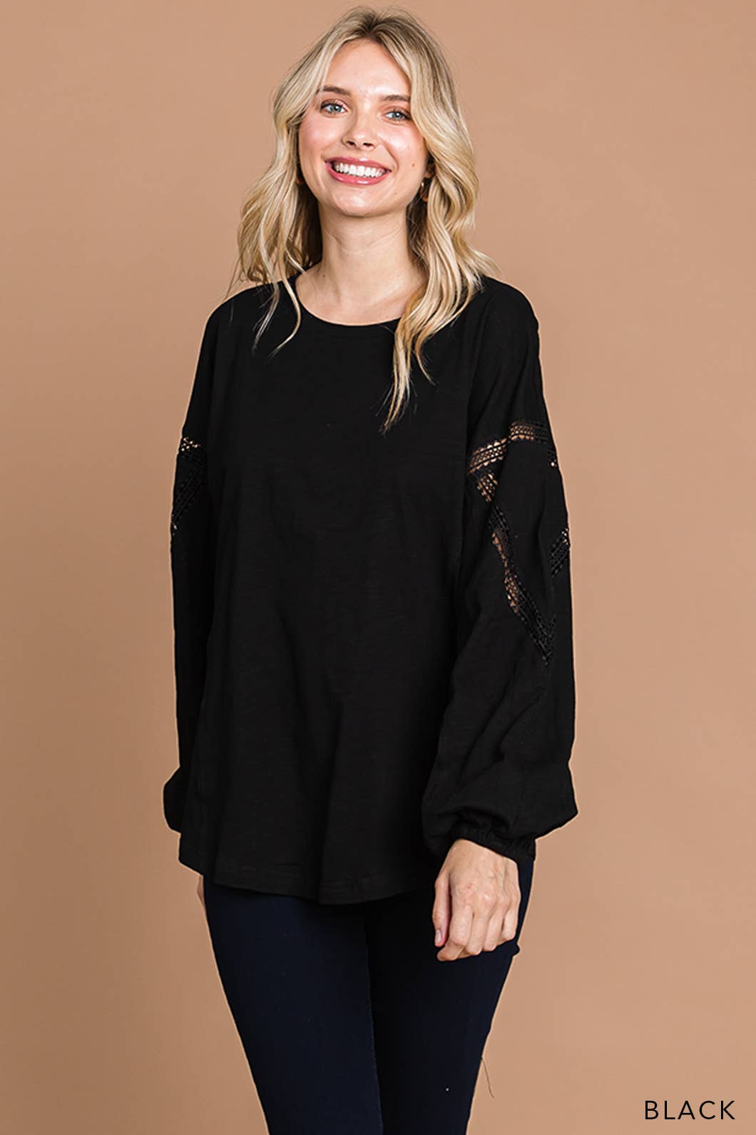 Lace cutout tunic top