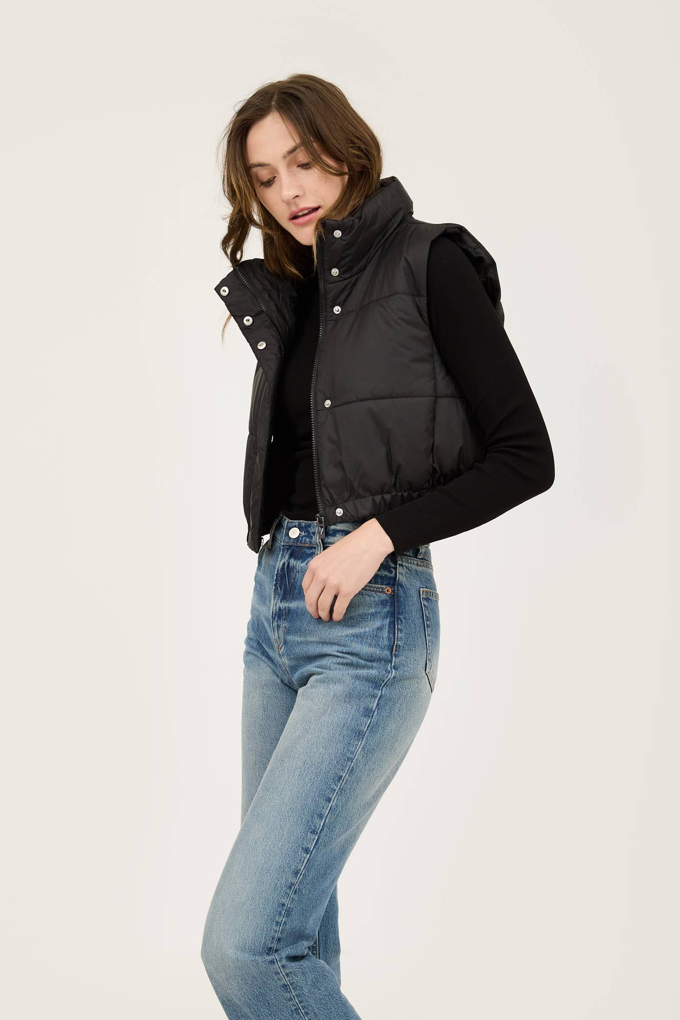 CROPPED ZIP UP PUFFER VEST