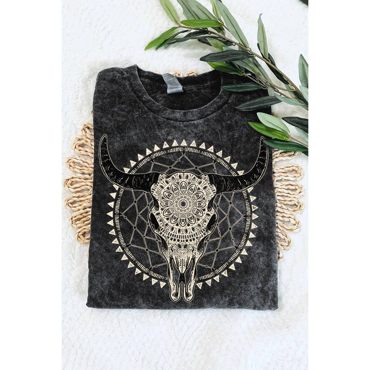 AZTEC COW HEAD SKULL MINERAL GRAPHIC TEE