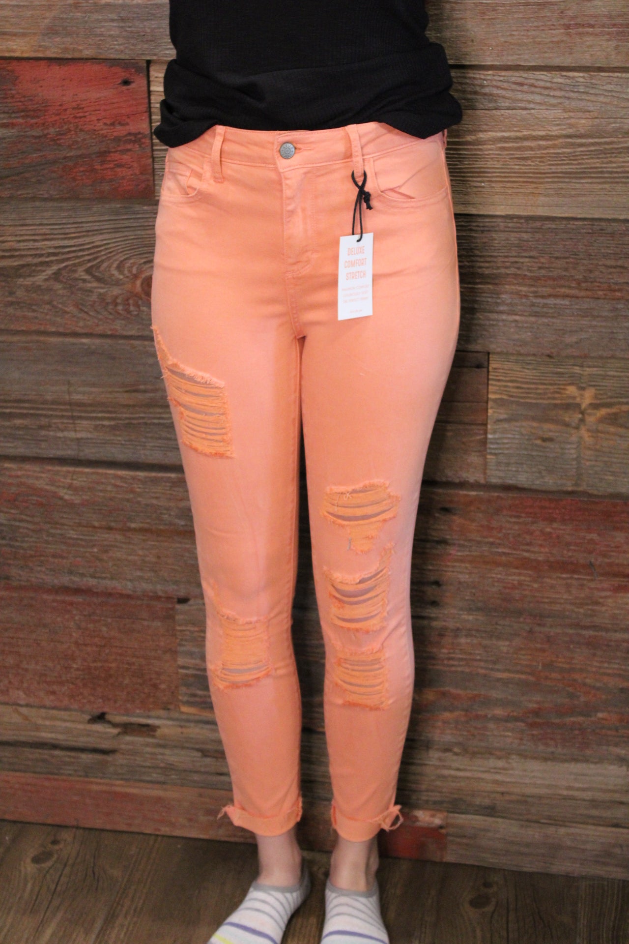 Coral Cuffed Crop Jean