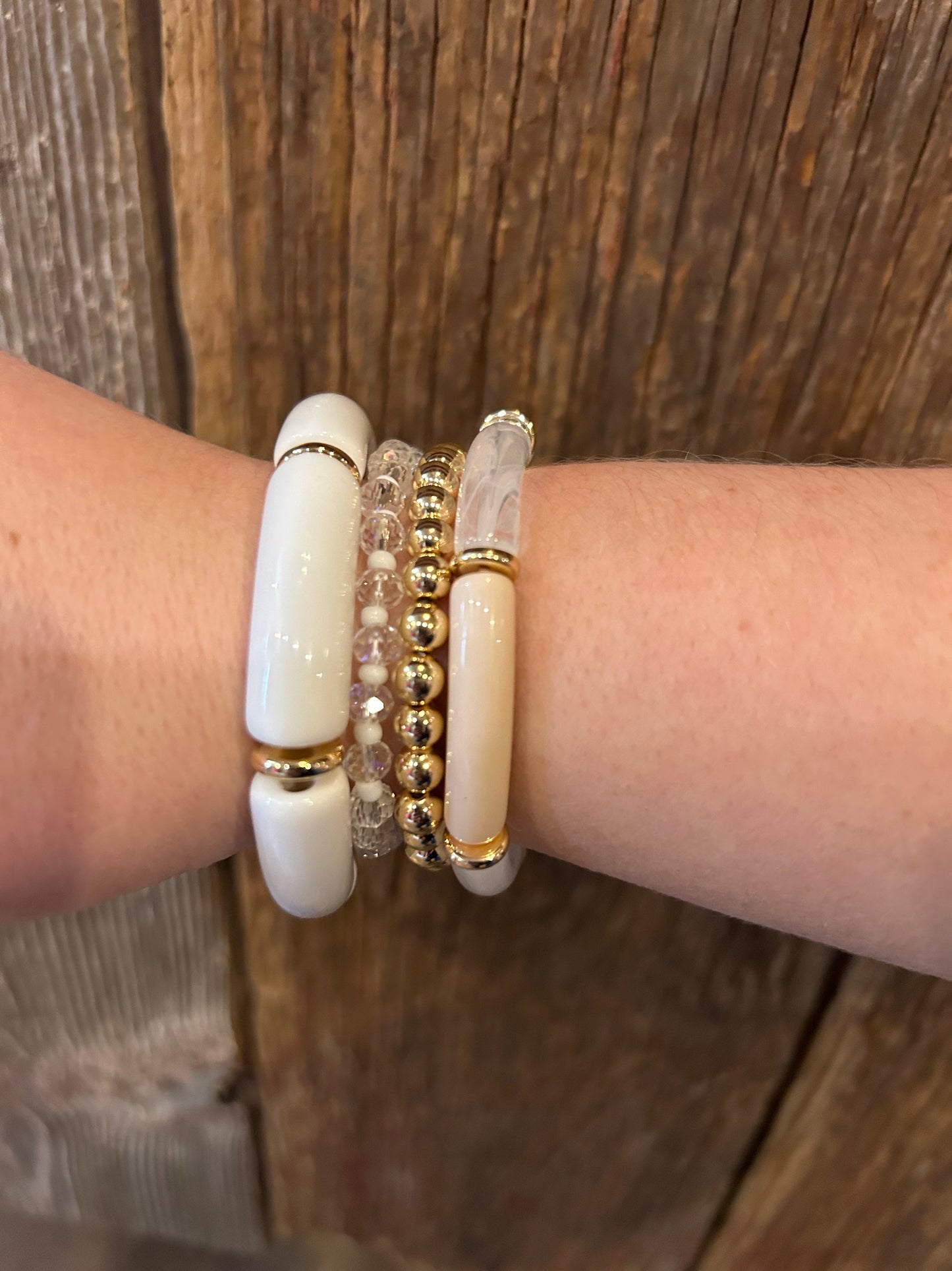 Acetate stretch bracelet set